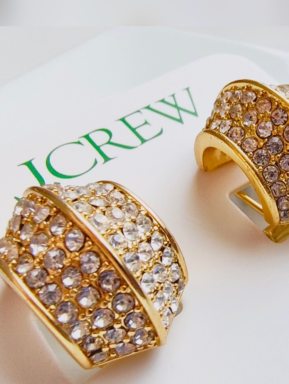 NWT J. Crew Angular Scoop Pave Earrings - Gold - Picture 6 of 9